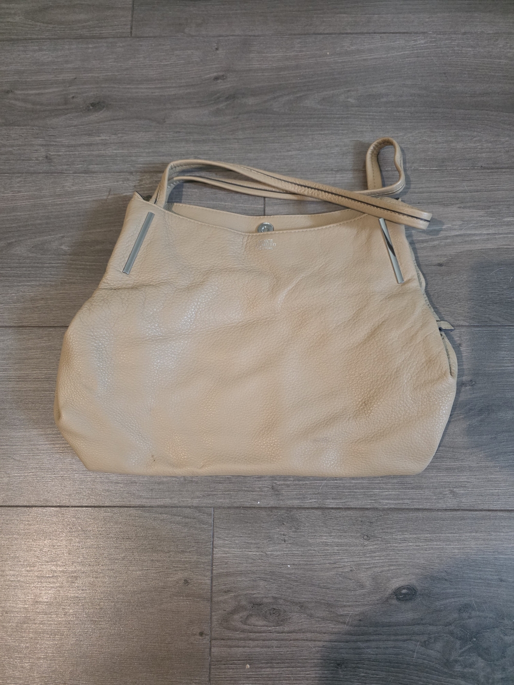 Vince Camuto Pebbled Leather Shoulder Bag in Light Beige